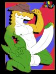  2026 3:4 4_fingers abs absurd_res alligatorid anthro back_spikes balls biceps big_penis body_spikes brown_clothing brown_hat brown_headgear brown_headwear candy circumcised clothing colored countershade_face countershade_torso countershading cowboy_hat crocodilian dessert digital_drawing_(artwork) digital_media_(artwork) english_description erection fingers food food_creature genitals glans glitch_productions gradient_body green_body green_glans green_nipples gummigoo_(tadc) gummy_(food) gummy_creature half-closed_eyes hand_on_hat hand_on_leg hand_on_own_leg hand_on_own_thigh hand_on_thigh hat hat_only headgear headgear_only headwear headwear_only hi_res huge_penis humanoid_genitalia humanoid_penis kneeling living_candy long_penis male mostly_nude multicolored_body muscular muscular_anthro muscular_male narrowed_eyes ner0_kobold nipples pecs penis pose reptile scalie scrotum_flap short_tail signature simple_background smile solo spiked_tail spikes spikes_(anatomy) squint tail the_amazing_digital_circus tipping_hat watermark white_body white_eyes white_penis yellow_body yellow_glans yellow_nipples 