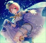  bad_id bad_pixiv_id cape constellation_costume hat hoshizora_rin love_live! love_live!_school_idol_festival love_live!_school_idol_project one_eye_closed ono_(0_no) orange_hair print_hat short_hair smile solo star starry_sky_print 