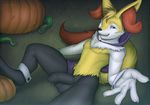  anthro anthrofied balls braixen canine disguise dreiker dripping fox half-erect humanoid_penis leaning leaning_back long_foreskin male mammal mostly_nude navel nintendo nipples penis pok&eacute;mon precum pumpkin reaching_towards_viewer sitting solo spread_legs spreading uncut vampire video_games 