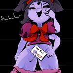  arachnid arthropod black_eyes black_hair blush davidsanchan english_text fangs hair muffet multi_limb multiple_eyes spider text thick_thighs undertale video_games 