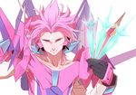  armor bad_id bad_pixiv_id blue_eyes cypher_(virtual_on) dagger glowing male_focus mukuge personification pink_hair solo virtual_on weapon 