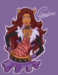  brown_hair canine clawdeen_wolf collar ear_piercing female hair lips looking_at_viewer mammal monster_high necklace piercing rigrena solo were werewolf yellow_eyes 
