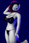  anthro big_breasts bikini breasts clothing electrigo equine hair mammal multicolored_hair my_little_pony swimsuit waffle_(oc) white_skin 