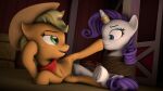 16:9 3d_(artwork) alternate_version_at_source applejack_(mlp) barn bdsm bondage boop bound clothing constricted_pupils cowboy_hat digital_media_(artwork) dominant dominant_female duo earth_pony equid equine female female/female feral friendship_is_magic hasbro hat headgear headwear hi_res hoof_fetish hoof_on_face hooves horn horse inside kerchief lying magic_suppression mammal montaraz13 my_little_pony mythological_creature mythological_equine mythology nose_wrinkle on_side pony pupils raised_hoof rarisub rarity_(mlp) restraints revamped_ponies rope rope_bondage sitting small_pupils source_filmmaker_(artwork) submissive submissive_female teasing tied_to_post underhoof unicorn widescreen