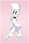  abstract_background anus back balls barefoot blush butt collar emiridian feet male nude penis pose presenting presenting_hindquarters shy sinker soles solo toes white_body 