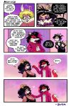 anthro artist_name bat-eared_fox big_breasts black_hair black_speech_bubble blonde_hair blush boker book bovid bow_tie breasts brown_body brown_fur canid canine canis caprine cheek_tuft cleavage clothed clothing comic curly_hair dialogue ear_piercing eyeshadow facial_tuft female female/female fox fur goat group hair head_wings highlights_(coloring) horn industrial_piercing industrial_piercing_ladder klaus_nomi lagomorph laura_derose leporid lilith_(boker) long_hair makeup mammal mary_(boker) multicolored_hair orange_body orange_fur piercing pink_body pink_fur pink_highlights profanity purple_body purple_eyeshadow purple_fur purple_hair purple_sclera rabbit red_body red_eyes red_fur red_trenchcoat red_wolf sharp_teeth signature surgical_suture teeth text tuft two_tone_hair under-rim_eyewear unusual_wing_placement val_(boker) white_body white_fur wings wolf yellow_eyes