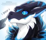 ambiguous_gender blue_body blue_eyes blue_fur boop digital_media_(artwork) dragon fur gaiki hi_res horn mythological_creature mythological_scalie mythology scalie simple_background solo tongue