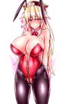  breasts bunnysuit harumi_(harumix) heart heart-shaped_pupils huge_breasts junko_(touhou) no_nose pantyhose solo symbol-shaped_pupils touhou zipper 