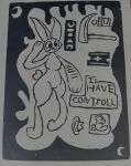  absurd_res anthro clothing female feral hat headgear headwear hi_res iris_krane lagomorph leporid mammal medication melee_weapon moon polearm rabbit razor_blade scar scythe self-harm self-harm_scars solo speech_bubble weapon 