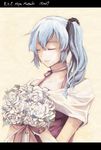  blue_hair claire_rieveldt closed_eyes eiyuu_densetsu flower highres matsuki_miyu sen_no_kiseki shiya_(shiya-48) side_ponytail solo 
