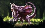  articia artonis blue_eyes dragon female feral horn looking_at_viewer outside purple_scales pussy pussy_juice scales solo wings 