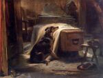 1837 19th_century ambiguous_gender ancient_art book branch brown_body brown_fur canid canine canis collie depressing domestic_dog edwin_landseer feral feral_focus fur herding_dog mammal mourning painting_(artwork) pastoral_dog sad sheepdog solo traditional_media_(artwork) traditional_painting_(artwork) wood