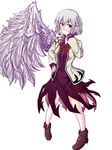  benizuwai bow bowtie covering_mouth dress highres jacket kishin_sagume long_sleeves open_clothes purple_dress red_eyes shirt short_hair silver_hair single_wing solo touhou wings 