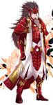  armor armored_boots boots brown_hair fire_emblem fire_emblem_if flower full_body gauntlets gloves haebara_zanka highres japanese_armor leaf long_hair male_focus ryouma_(fire_emblem_if) simple_background solo white_background 