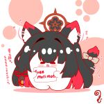  :d afterimage animal_ear_fluff animal_ears black_hair blue_archive blush bow brown_bow closed_eyes colored_shadow commentary_request ear_wiggle fox_ears fox_girl fox_tail hair_intakes halo highres holding holding_sign kurukurumagical long_hair multicolored_hair red_hair romaji_text shadow sign smile solo standing tail tail_bow tail_ornament translation_request two-tone_hair very_long_hair wakamo_(blue_archive) white_background 
