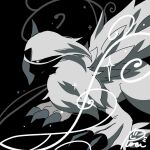  absol black_background claws closed_mouth highres horns mega_absol mega_pokemon no_humans pokemon pokemon_(creature) pokemon_focus punaparu solo wings 