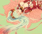  commentary_request flower jewelry lailah_(tales) liel_(andaniel) long_hair long_ponytail lying matsuki_miyu necklace sleeping tales_of_(series) tales_of_zestiria tiara very_long_hair white_hair 