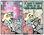 2_panel_comic 5:4 anthro bird_dog canid canine canis comic crossed_legs dialogue domestic_dog english_text eyewear floppy_ears fur glasses golden_retriever humor hunting_dog male mammal newspaper rawdawgcomics retriever smoking smoking_jacket smoking_tobacco solo speech_bubble stahli_(rawdawgcomics) text tobacco_pipe yellow_body yellow_fur