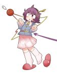  1girl black_hairband blackbad blouse blue_shirt blush buttons disembodied_linked_eye eyeball frilled_shirt_collar frilled_sleeves frills hair_ornament hairband heart heart_button heart_hair_ornament highres komeiji_family_(touhou) komeiji_koishi komeiji_satori open_mouth pink_eyes pink_hair purple_hair ribbon-trimmed_collar ribbon_trim shirt short_hair siblings subterranean_animism touhou twitching 