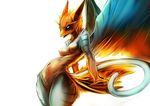  anthro avian breasts female gryphon nude simple_background solo stripes watsup white_background wings 