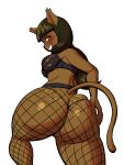 2026 4_fingers absurd_res ankama anthro big_butt biped black_bra black_clothing black_eyebrows black_legwear black_nose black_pantyhose black_thong black_underwear blush bra brown_body brown_fur brown_hair brown_tail butt clothed clothed_anthro clothed_female clothing digital_drawing_(artwork) digital_media_(artwork) dofus ecaflip eyebrows eyelashes felid female female_anthro fingers fishnet_clothing fishnet_legwear fishnet_pantyhose freckled_butt freckled_face freckles fur glistening glistening_butt glistening_eyes hair half-closed_eyes hand_on_butt hand_on_own_butt hi_res legwear lingerie looking_back lovetopullmicke mammal miranda_(wakfu) narrowed_eyes orange_eyes pantyhose rear_view shirtless shirtless_anthro shirtless_female simple_background smile solo tail teeth thong tied_hair underwear wakfu white_background