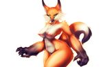  anthro breasts canine female fox fur green_eyes mammal nude orange_fur simple_background solo watsup white_background 