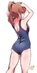  ass brown_eyes brown_hair futami_mami highres idolmaster idolmaster_(classic) one-piece_swimsuit school_swimsuit shift_(waage) side_ponytail solo swimsuit 
