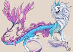aquatic aquatic_dragon blue_body blue_horn claws disney dragon eastern_dragon female feral fur fur_markings furred_dragon furred_scalie hair happy horn looking_at_viewer markings multicolored_body multicolored_fur multicolored_hair multicolored_skin multicolored_tail mythological_creature mythological_scalie mythology pink_eyes purple_fins raya_and_the_last_dragon scalie simple_background sisu_(ratld) smile smiling_at_viewer solo tail two_tone_body two_tone_hair two_tone_skin valonia-feline