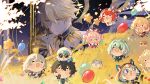  4boys 5girls absurdres aglaea_(honkai:_star_rail) anaxa_(honkai:_star_rail) animal_ear_fluff animal_ears aqua_hair balloon blonde_hair blue_eyes brown_hair bubbles_(honkai:_star_rail) cat_ears cat_girl cat_tail chibi chimera_(honkai:_star_rail) cipher_(honkai:_star_rail) closed_mouth commentary cracked_skin dan_heng_(honkai:_star_rail) dan_heng_(hunt)_(honkai:_star_rail) drill_hair ears_through_hood english_commentary expressionless flying gradient_hair grass grey_hair guest_art hand_to_own_mouth hat highres honkai:_star_rail honkai_(series) hyacine_(honkai:_star_rail) long_hair multicolored_hair multiple_boys multiple_girls mydei_(fig_stew)_(honkai:_star_rail) mydei_(honkai:_star_rail) nya_deko open_mouth phainon_(honkai:_star_rail) phainon_(khaslana)_(honkai:_star_rail) phainon_(vigethos)_(honkai:_star_rail) pink_hair pointy_ears red_hair red_hat second-party_source smile star_(sky) star_balloon starry_sky_background stelle_(honkai:_star_rail) tail trailblazer_(honkai:_star_rail) tribbie_(honkai:_star_rail) twin_drills 