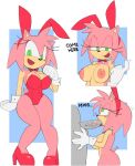 amy_rose anthro areola balls big_breasts blue_background blush blush_lines bow_tie breasts brolycoochie bunny_costume cleavage clothed clothing costume dialogue duo eulipotyphlan eyelashes fake_ears fake_rabbit_ears fellatio female footwear genitals gloves green_eyes hair handwear head_tuft hedgehog leotard looking_at_viewer male male/female mammal narrowed_eyes nipples nude oral penile penis pink_areola pink_clothing pink_footwear pink_hair pink_leotard pink_nipples pink_shoes red_bow_tie sega sex shoes short_hair simple_background sonic_the_hedgehog_(series) talking_to_viewer text thick_thighs tongue tongue_out tuft white_background white_clothing white_gloves white_handwear wide_hips