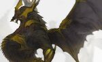 2021 absurd_res bahamut bahamut_(final_fantasy_xiv) colored dark_body dark_scales detailed dragon english_text feral final_fantasy final_fantasy_xiv hi_res horn male membrane_(anatomy) middle_eastern_mythology muscular muscular_male mythological_creature mythological_scalie mythology red_eyes scales scalie shaded simple_background sketch solo square_enix teeth text wings yeji_shim yellow_horn