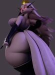 2026 3d_(artwork) 3d_model_showcase 4_fingers anatid anseriform anserine anthro armwear avian avian_demon beak bent_arm big_breasts big_butt big_eyes biped bird bird_demon black_armwear black_bridal_gauntlets black_clothing black_eyebrows black_legwear black_thigh_highs breasts bridal_gauntlets butt clothed clothed_anthro clothed_female clothing crop_top crown demon digital_media_(artwork) extended_arm eyebrows eyelashes eyeshadow facial_markings feather_hair feathers female fingers gesture glowing glowing_eyes gold_(metal) gold_crown grey_background half-closed_eyes hand_gesture hand_on_hip hand_on_own_hip head_markings head_turned headgear hellaverse helluva_boss hi_res huge_butt humanoid_hands iris legwear light_body light_feathers light_markings long_eyelashes long_pseudo_hair looking_at_viewer looking_back looking_back_at_viewer makeup markings mature_anthro mature_female monotone_background mouth_closed multicolored_feather_hair multicolored_pseudo_hair narrowed_eyes no_pupils non-mammal_breasts pantsless pink_beak pink_eyeshadow pink_sclera pointing pointing_down portrait pose pseudo_hair purple_clothing purple_crop_top purple_markings purple_shirt purple_topwear shirt simple_background skimpy solo sparkles standing steamybroth stella_(helluva_boss) swan tail tail_feathers thick_eyelashes thick_thighs thigh_highs thong three-quarter_portrait three-quarter_view topwear two_tone_feather_hair two_tone_pseudo_hair underwear white_breasts white_eyes white_feather white_tail