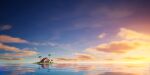  artist_request beach blue_sky cloud cloudy_sky colorful_clouds day door dragon_ball english_text fortnite grass highres house island kame_house landscape no_humans ocean official_art open_window open_window_shutter outdoors palm_tree reflection reflective_liquid rock scenery sky sky_focus sunrise tree water window window_shutter 