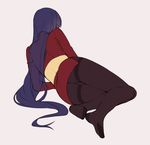  ass crotch_seam feet gloves hizuki_akira long_hair lying natsume_(pokemon) no_shoes on_side pantyhose pokemon purple_hair solo thighband_pantyhose very_long_hair 