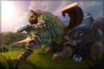 anal animal_genitalia animal_penis anthro anthro_on_anthro anus backsack balls brown_body canid canine canine_genitalia canine_penis canis coyote detailed_background duo epic_games erection eyes_closed fortnite genitals grass gun hi_res holding_gun holding_object holding_ranged_weapon holding_weapon kendryzak licking lying male male/male male_anthro male_rimmed male_rimming male_rimming_male mammal muscular muscular_anthro muscular_male on_front open_mouth oral penis perineum plant ranged_weapon rimming sex surprised thick_thighs tongue tongue_out weapon wendell_(fortnite) wolf