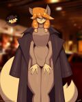  ambiguous_gender anthro biped black_nose blush breasts canid canine ceroba_ketsukane closed_smile clothed clothed_anthro clothed_female clothing detailed_background duo eyebrows eyes_closed female fingers fox fur hair hat headgear headwear hi_res hollow_eyes lyorenth-the-dragon mammal mouth_closed orange_body orange_fur orange_hair smile undertale_yellow white_eyes yellow_body 