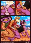  anal anal_penetration canine comic dingo dragon from_behind higsby knot male male/male mammal penetration penis text 