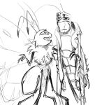 2026 2_antennae 4_arms 4_legs 4_wings a_bug's_life anthro arthropod arthropod_abdomen biped black_and_white butterfly casual_nudity crossover digital_media_(artwork) disney duo exoskeleton eyespots facial_scar grasshopper hand_on_another's_hip hand_on_hip hi_res hopper_(a_bug's_life) hoppers_(disney) insect insect_wings lepidopteran lepidopteran_wings looking_at_another male male_anthro markings monochrome multi_arm multi_limb multi_wing narrowed_eyes nude orthopterid pixar preparedchalk quadruped ruff scar sharp_teeth sketch spike_(anatomy) standing teeth titus_(hoppers) unimpressed wings