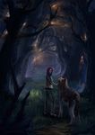  canine fantasy female feral forest human latex_(artist) mammal tree wolf 