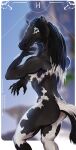 abstract_background anthro athletic athletic_anthro athletic_female black_body blue_eyes breasts clothing dark_body equid equine female hair hair_mane hi_res horse hynvale legwear long_hair long_mane looking_at_viewer mammal markings muscular muscular_anthro muscular_female smile solo tail tail_hair tail_mane thigh_highs white_body zara_(lukka9090) 