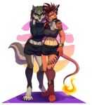 anthro crossgender duo female final_fantasy final_fantasy_vii hi_res link_(wolf_form) nintendo red_xiii square_enix the_legend_of_zelda yhorey_san