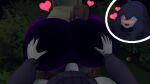  2023 3d_(artwork) anal anal_penetration anthro backsack balls big_butt blush breasts butt butt_grab digital_media_(artwork) duo eye_roll first_person_view forest generation_7_pokemon genitals grass gynomorph gynomorph_human hair hand_on_butt heart_symbol hex_maniac hi_res high-angle_view huge_butt human human_on_anthro intersex intersex_human interspecies long_hair looking_pleasured male male_anthro mammal medium_breasts mimikyu nintendo open_mouth open_smile outside penetration penile penile_penetration penis penis_in_ass plant pokeball pokemon pokemon_(species) pokemorph pokephilia purple_body purple_hair sex shrub smile source_filmmaker_(artwork) spiral spiral_eyes tail tree tree_stump wide_hips woodworkssfm yellow_body 
