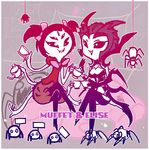  aa2233a bug crossover cup elise_(league_of_legends) fangs insect_girl league_of_legends muffet multiple_girls silk smile spider spider_web teacup trait_connection undertale 