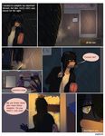  angellove44 anthro black_hair clothed clothing comic hair kale_(angellove44) long_hair male mammal raining signature solo text wet 