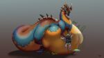  3_fingers 4_ears 4_toes absurd_res anthro avali avezola avian back_spikes belly belly_hug belly_hugging belly_squish big_belly big_tail black_claws black_sclera black_scutes black_spikes blue_body blue_horn blue_scales blue_skin bottom_heavy brown_back brown_background brown_body brown_horn brown_scales brown_skin brown_spikes claws dragon duo feather_tuft feathered_wings feathers feet feral fingers front_view green_body green_feathers green_tail grey_background hi_res horn huge_belly huge_tail hugging_belly hyper hyper_belly larger_feral larger_male larger_nude long_neck long_tail looking_at_another male male_(lore) male_anthro male_feral multi_ear mythological_creature mythological_scalie mythology nude nude_anthro nude_male onomatopoeia petrenko purple_body purple_feathers quadruped rhaaka_avali rumbling_stomach scales scalie scutes simple_background size_difference small_head smaller_anthro smaller_male smaller_nude sound_effects spikes spikes_(anatomy) squish tail tail_tuft tapering_tail text thick_tail thick_thighs toe_claws toes tuft white_arms white_body white_feathers wide_hips winged_arms wings yellow_belly yellow_body yellow_eyes yellow_horn yellow_scales yellow_skin yellow_spikes 
