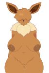  anthro big_breasts blep breasts brown_body brown_fur crispynecro eevee female fur generation_1_pokemon genitals hair hair_over_eyes hi_res mammal neck_tuft nintendo nipples pokemon pokemon_(species) sandy_(eevee) solo tongue tongue_out tuft vulva 