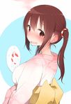  @_@ bad_id bad_pixiv_id blush breasts brown_eyes brown_hair ear_blush ebina_nana embarrassed fan from_side himouto!_umaru-chan japanese_clothes kimono long_hair looking_at_viewer looking_back medium_breasts nape nekoume open_mouth paper_fan solo twintails uchiwa wavy_mouth 