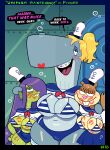  absurd_res anthro aquatic big_breasts big_butt blonde_hair blush bra braces breasts buckteeth butt cetacean clothed clothing dazed eastern_grey_squirrel eel eelie_applebottom employee employee_uniform eyelashes fast_food_employee fast_food_restaurant fast_food_uniform female female/female fish grey_squirrel group hair hair_over_eye hat headgear headwear hi_res kiss_mark kiss_mark_on_chest kiss_mark_on_face long_hair looking_at_viewer mammal nickelodeon pearl_krabs ponytail rodent sandy_cheeks sciurid somescrub sperm_whale spongebob_squarepants teeth toothed_whale tree_squirrel trio underwear upskirt whale white_hair 