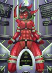  absurd_res anthro azural_cobaltros bdsm black_hair bondage bound breasts collar cuff_(restraint) dildo dragon edging european_mythology female fucking_machine genitals green_hair hair hi_res looking_at_viewer machine muscular muscular_female mythological_creature mythological_scalie mythology nipples nude orgasm_denial pecs penetration red_body red_scales restraints scales scalie science_fiction sex_toy solo sybian tail teeth vibrator western_dragon 