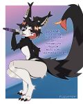 4:5 anthro black_body black_fur black_hair claws ear_piercing ear_ring electronics feet femboy flightov fur hair holding_microphone holding_object jewelry kangaroo looking_at_viewer macropod male mammal marsupial microphone multicolored_body nude open_mouth orange_eyes piercing ring ring_(jewelry) ring_piercing russian_text simple_background singing solo tail text white_body white_fur yana_(kochack) 